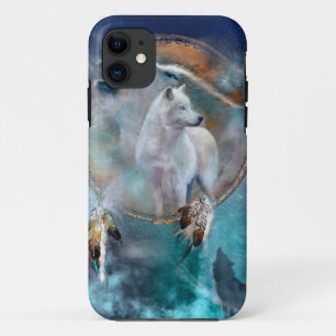 Indian dreamcatcher and ethnic tribal head wolf Case-Mate iPhone case