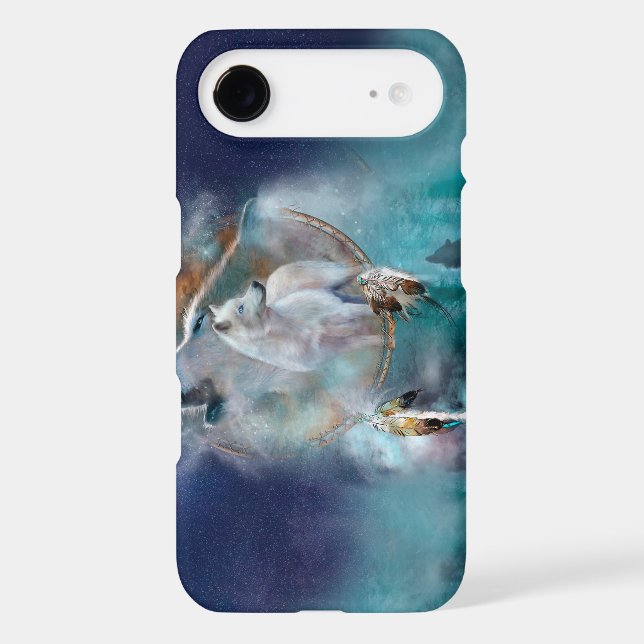 Indian dreamcatcher and ethnic tribal head wolf Case-Mate iPhone case (Back)