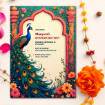Indian Elegant Floral Arch Peacock 60th Birthday Invitation<br><div class="desc">Celebrate a momentous milestone with this Indian Peacock 60th Birthday Invitation, featuring a stunning blue peacock perched within a traditional arched frame, surrounded by vibrant florals and intricate vines. Perfect for Shashtipoorthi celebrations—the sacred Indian 60th birthday—or any elegant and culturally rich birthday gathering. With deep cultural symbolism and artistic detailing,...</div>