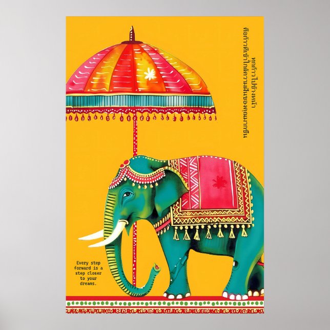 Indian Elephant Art Print Rajasthani Cultural (Front)