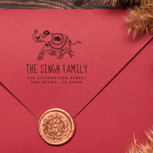 Indian Elephant   Custom Name & Return Address Rubber Stamp