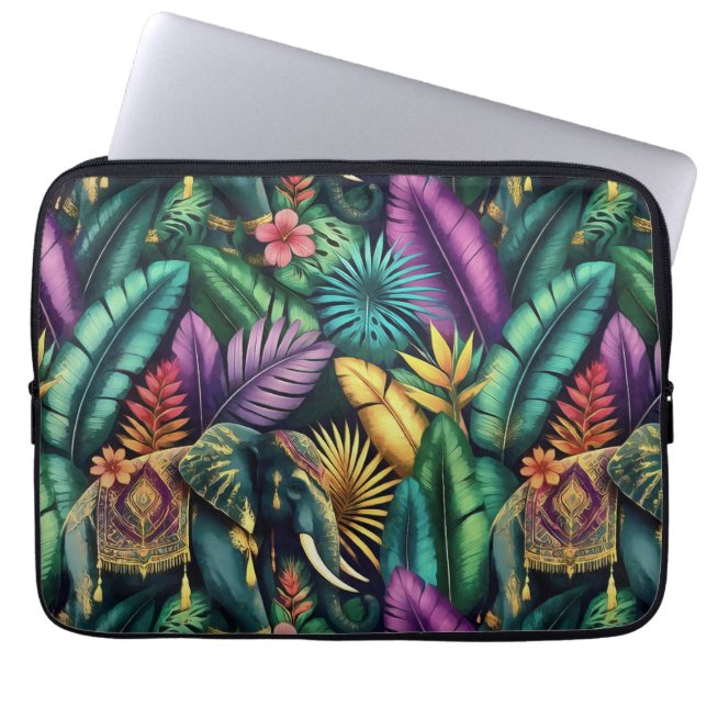 Indian Elephant Jungle Dreams Seamless Surface Laptop Sleeve (Front)