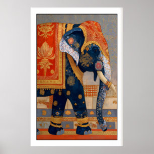 Indian Elephant Print, Ornate Patterned Tusks Poster