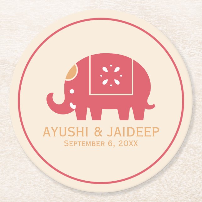 Indian Elephant Round Paper Coaster (Front)