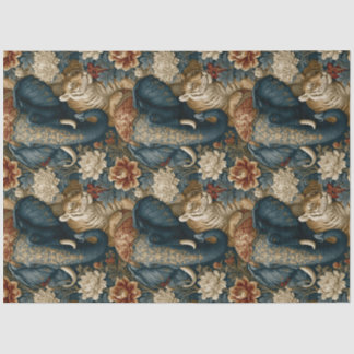 Indian Elephant Tiger Botanical Jungle Decoupage Tissue Paper
