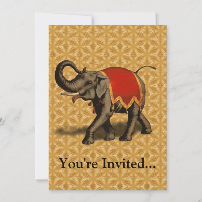 Indian Elephant w/Red Cloth Invitation (Front)