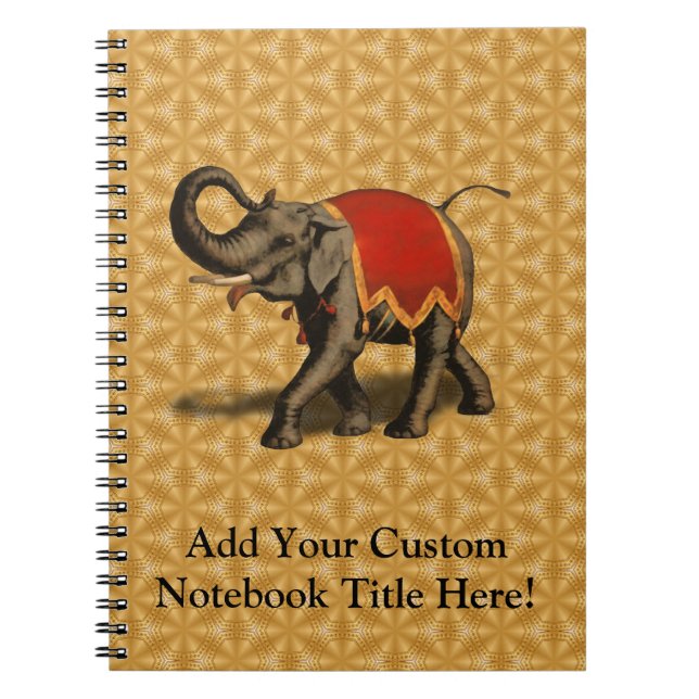 Indian Elephant w/Red Cloth Spiral Notebook (Front)
