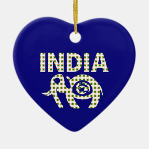 Indian Elephant with Calf Poster Ceramic Tree Decoration