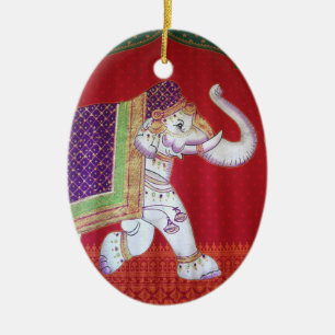 Indian elephants ceramic tree decoration