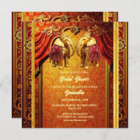 Indian elephants gold red henna luxurious bridal