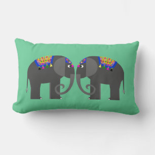 Indian Elephants Lumbar Throw Pillow