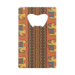 Indian Elephants, Orange Traditional Seamless.