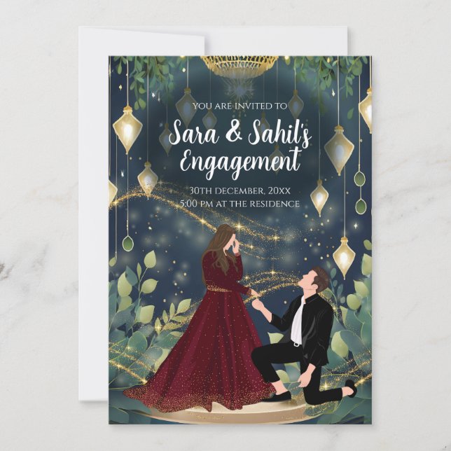 Indian Engagement invitation Ring Ceremony invite (Front)