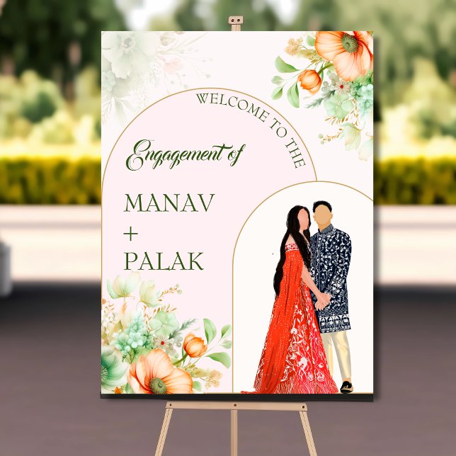 Indian engagement welcome sign board (Creator Uploaded)