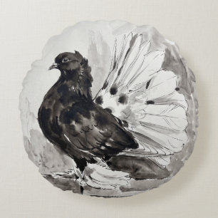 Indian Fantail Pigeon Eyeliner Hen Round Cushion