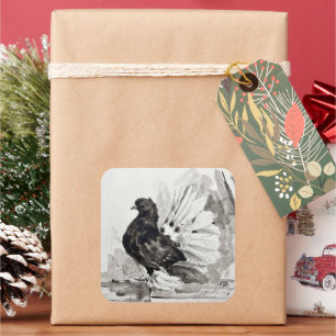 Indian Fantail Pigeon Eyeliner Hen Square Sticker