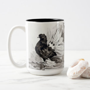 Indian Fantail Pigeon Hen Two-Tone Coffee Mug