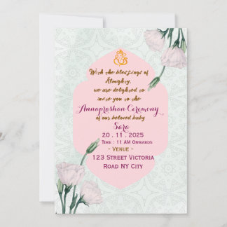 Indian First Rice Feeding Ritual Invitation Card