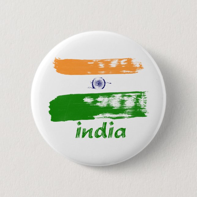 Indian Flag brush stroke design 6 Cm Round Badge (Front)