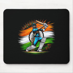 Indian Flag Cricket Lover Fan India Pride Men Wome Mouse Pad