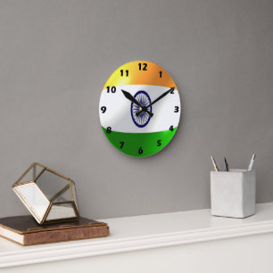 Indian Flag Design Round Clock
