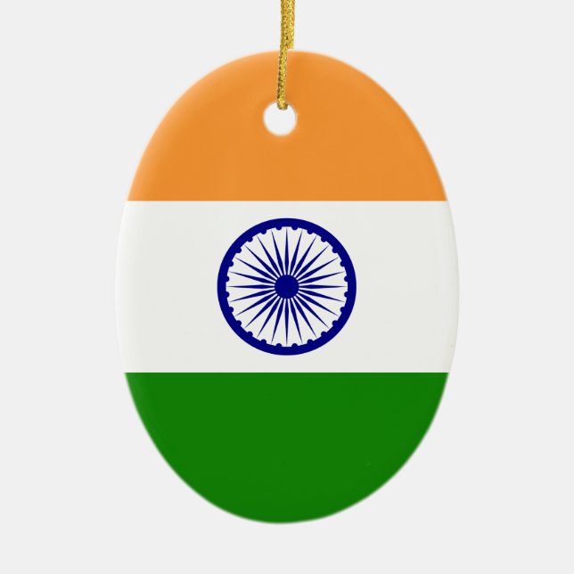 Indian Flag - High Quality Image Ceramic Tree Decoration (Front)