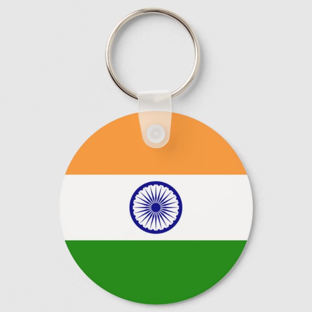 Indian Flag - High Quality Image Key Ring (Front)