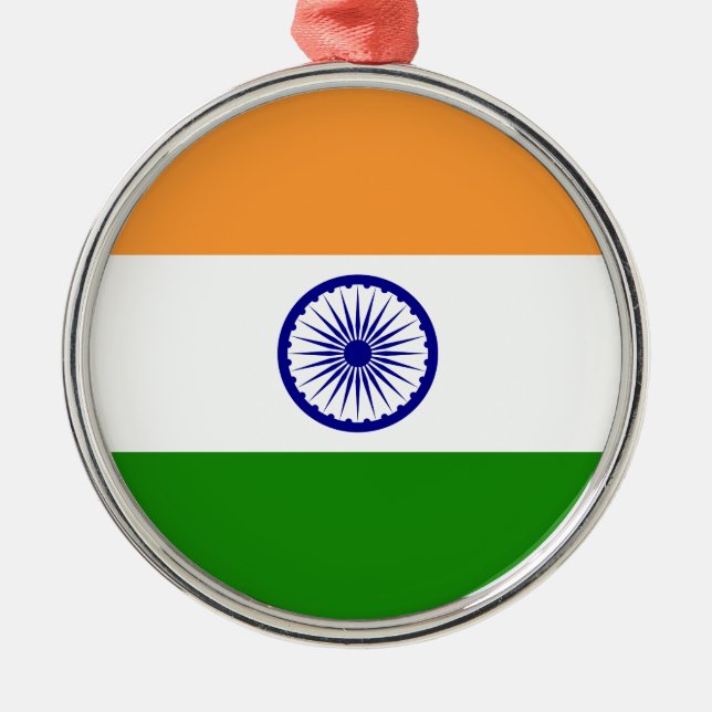 Indian Flag - High Quality Image Metal Tree Decoration (Front)