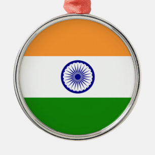 Indian Flag (India) (South Asian Country) (Bharat) Metal Tree Decoration