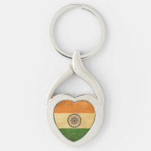 Indian Flag Vintage Grunge Metal Keychain