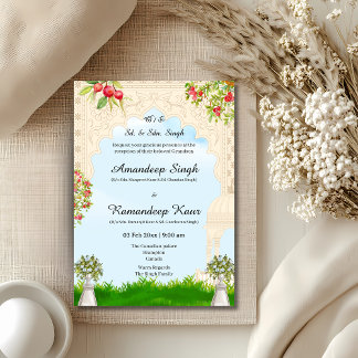 Indian Floral Arch wedding reception Invite