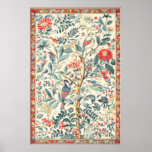 Indian Floral Art Print Botanical Bird