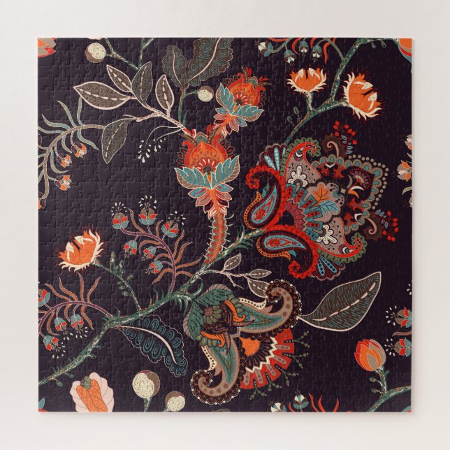 Indian Floral Big Seamless Nature Jigsaw Puzzle (Vertical)