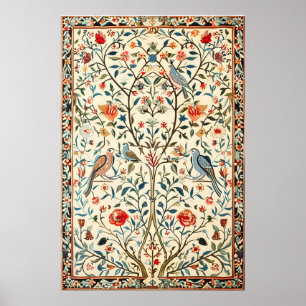 Indian Floral Bird Art Print Botanical