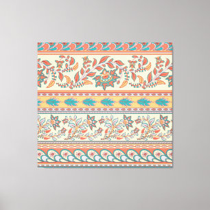 Indian Floral Borders Seamless Pattern Canvas Print
