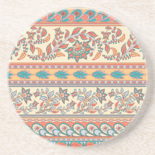 Indian Floral Borders Seamless Pattern Coaster