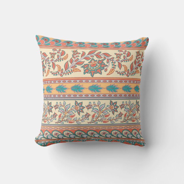 Indian Floral Borders Seamless Pattern Cushion (Front)