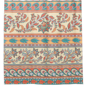 Indian Floral Borders Seamless Pattern Shower Curtain