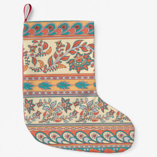 Indian Floral Borders Seamless Pattern Small Christmas Stocking