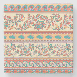 Indian Floral Borders Seamless Pattern Stone Coaster