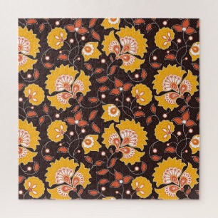 Indian Floral Coloured Vintage Seamless Jigsaw Puzzle