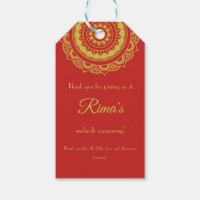 Indian Floral Gold Mehndi Design Gift Tag