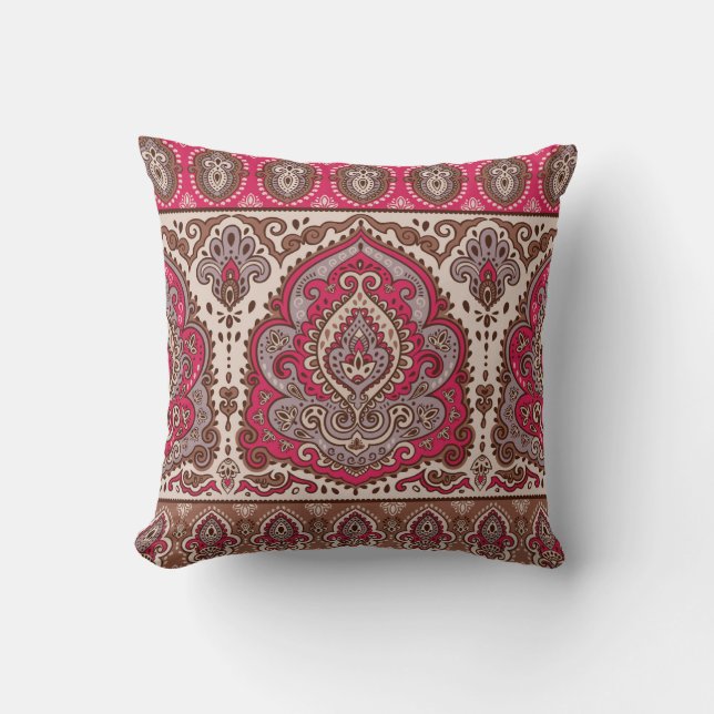 Indian floral paisley, ethnic mandala pattern. cushion (Front)