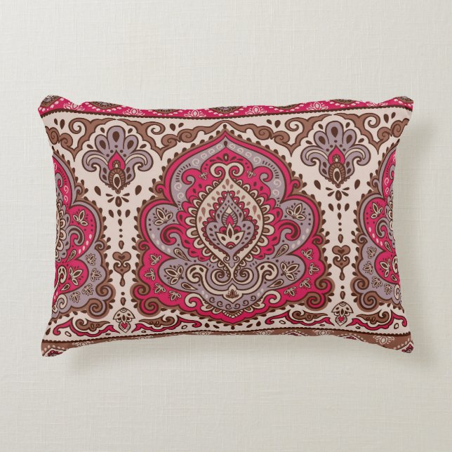 Indian floral paisley, ethnic mandala pattern. decorative cushion (Front)
