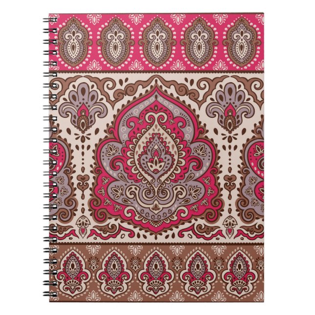 Indian floral paisley, ethnic mandala pattern. notebook (Front)