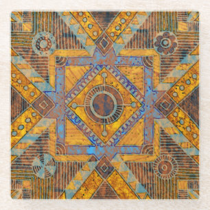 Indian Floral Paisley: Ethnic Medallion. Glass Coaster