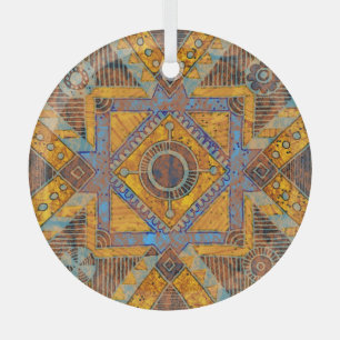 Indian Floral Paisley: Ethnic Medallion. Glass Tree Decoration