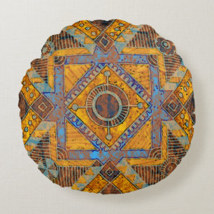 Indian Floral Paisley: Ethnic Medallion. Round Cushion