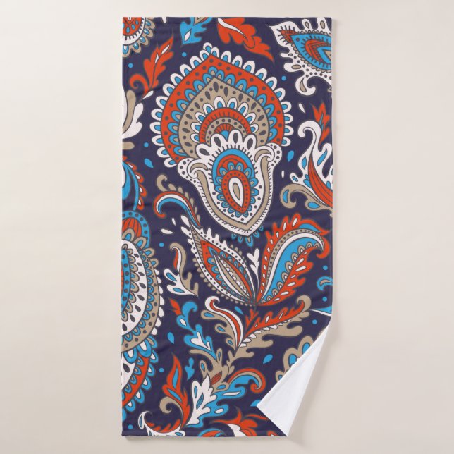 Indian floral paisley medallion pattern. Ethnic Ma Bath Towel (Bath Towel)