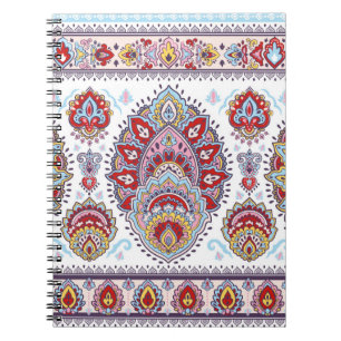 Indian floral paisley medallion pattern. Ethnic Ma Notebook